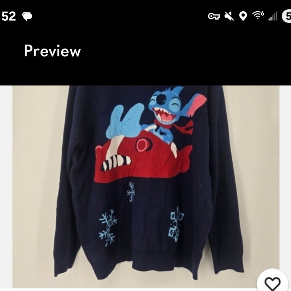 Disney Stitch Holiday Sweater NWT -Navy Size - Medium - Picture 1 of 3